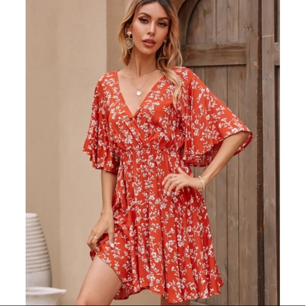 Boho floral print open back dress - Picture 4 of 5